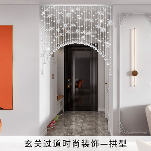 饰雪花挂帘免打孔 水晶珠帘过道门帘隔断帘家用玄关客厅卧室简约装