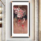 走廊玄关画高端大气荷花鲤鱼挂画高端苏州手工刺绣织锦绣装 饰画