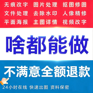 专业批图无痕改数字ps改文字p图片修图照片抠图PDF去水印设计