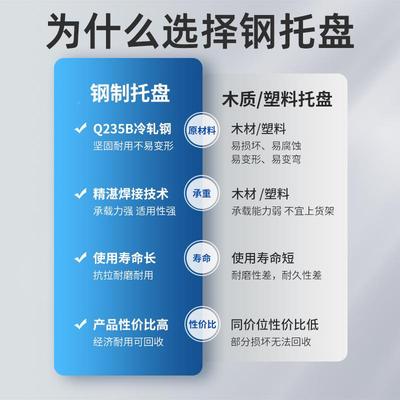 铁托仓储栈板盘叉车托钢制重盘 物流托盘TZE工厂仓库型金属钢托盘