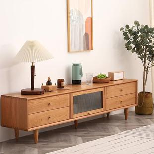 欧樱桃木晴001天电视柜实木小户型现全简约储物代柜橡木客厅北落