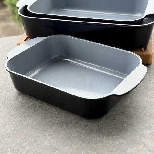 虞妈妈 外贸尾货 长方形陶瓷烤鱼盘 加厚烤盘煎锅可进烤箱 明火用