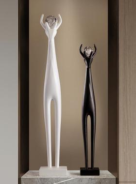 入户玄关客厅大号艺术鹿摆件细长窄落地高档电视柜壁龛家居装饰品