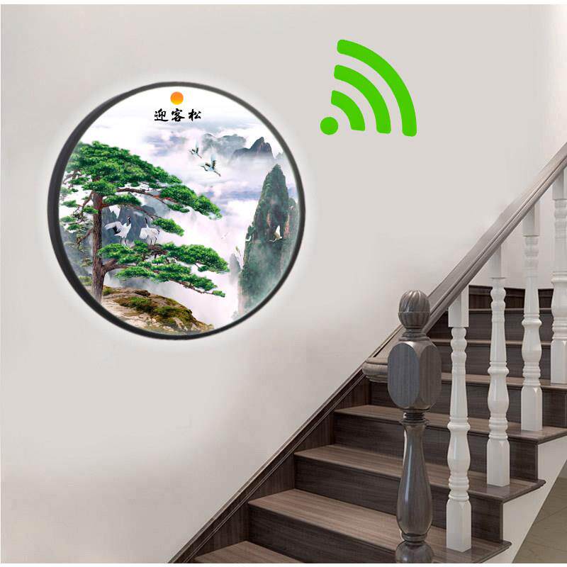 新中式人体感应壁灯圆形挂画入户玄关过道墙壁楼梯智能感应壁画灯