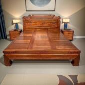 金花梨木全实木床中式 古典全榫卯雕花菠萝格红木双人大床工厂直销