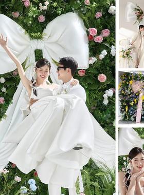 纯白大型蝴蝶结婚纱照写真情侣拍照道具照相馆打卡节日装饰网红背