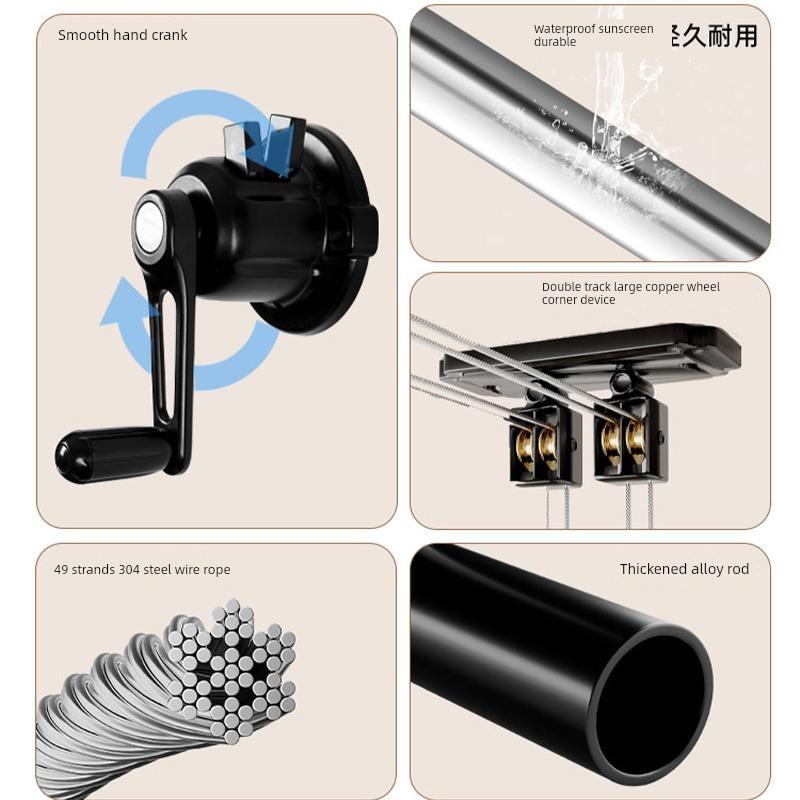 升降晾衣架阳台四杆悬挂式家用晾衣杆手摇顶装手动晒衣架凉衣神器