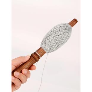 [吾格]毛线绕球器手工绕线棒零线收纳缠线棒手纺线实木编织工具