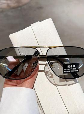 感光变色眼镜男款太阳眼镜骑行开 车钓鱼防晒专用高清偏光墨镜防
