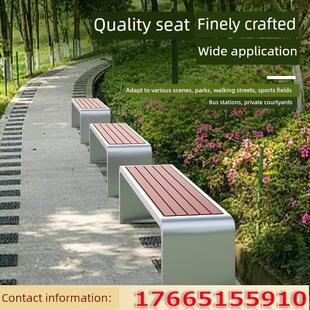 长凳防腐塑木长凳锻铁座椅社区户外公园椅户外休息凳露天凳