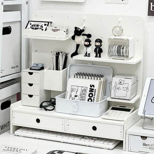 洞洞板置物架桌面收纳盒学生宿舍书桌文具收纳层架办公室工位整理