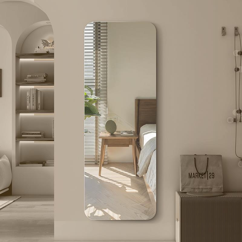 超白圆角镜子贴墙自粘穿衣镜全身壁挂式免打孔无框试衣镜挂墙防爆