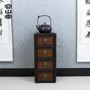 实木茶杯架竹制小茶水柜储物柜茶桌茶几茶具收纳柜 容山堂千古中式