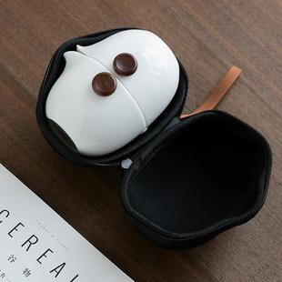 旅行茶具小套装 便携式 功夫手抓泡茶壶茶杯随身户外白瓷露营快客杯