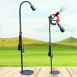 桌面款灯座E27螺口带开关插头电线落地款灯架万向软管头升降台灯