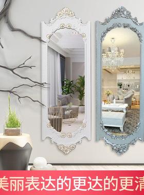 覆古全身镜欧式田园风格白色雕花挂墙全身镜挂镜子壁挂全身镜家用