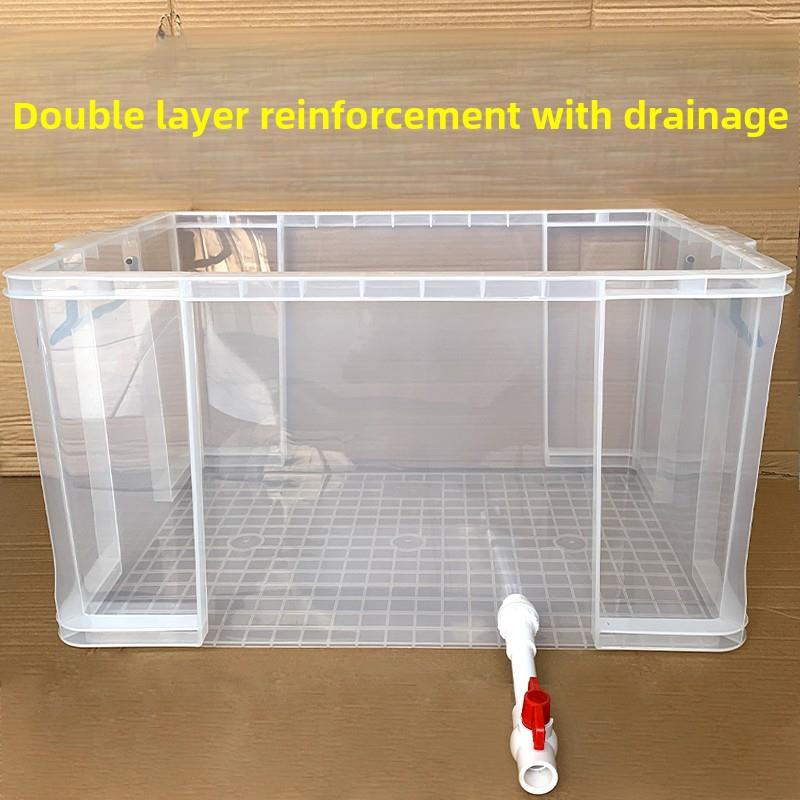 塑料鱼缸乌龟饲养箱草龟鳄龟专用带盖大号金鱼缸生态造景箱带排水