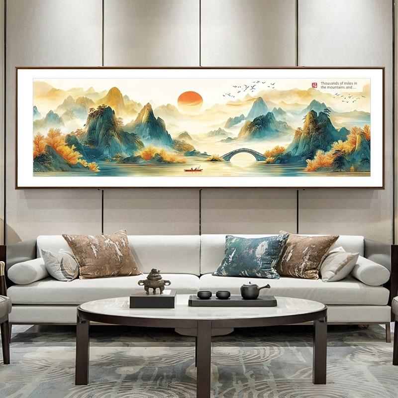 万里江山十字绣2025新款线绣客厅风景山水画大幅满绣新中式自己绣