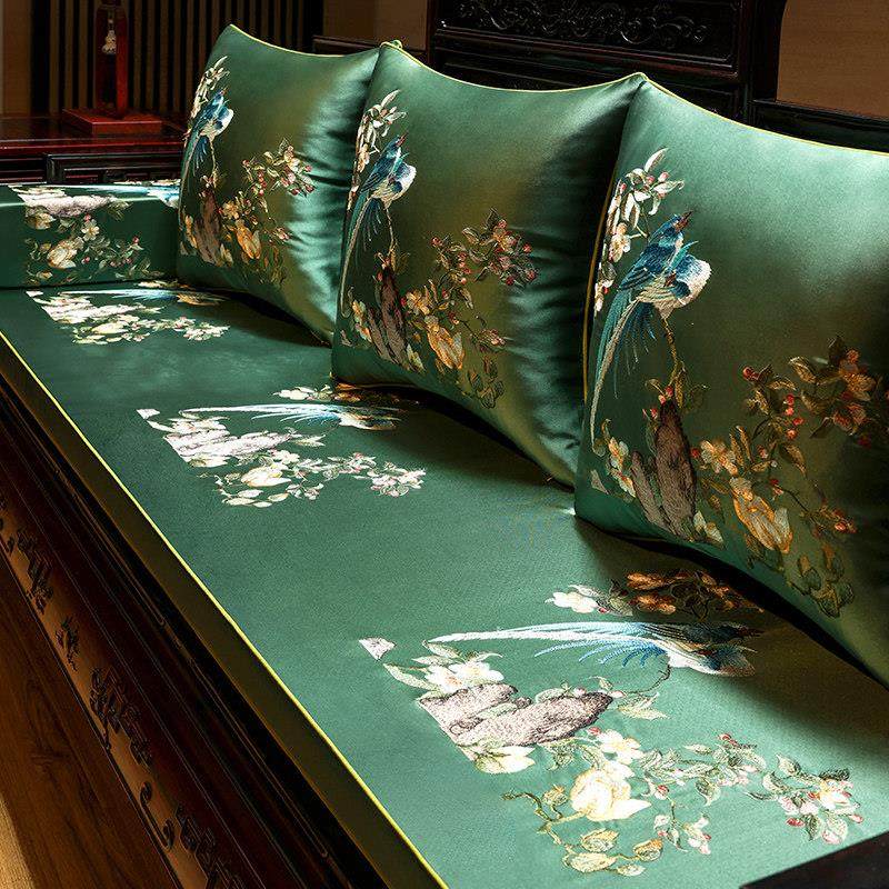 新中式红木沙发坐垫实木家俱沙发垫套罩轻奢罗汉床五件套垫子定制