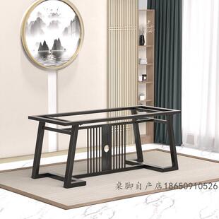 创意新中式茶桌腿支架岩板桌脚大理石底座实木办公书桌餐桌脚架子