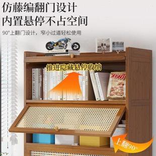 书架置物架落地简易家用书柜带门防尘储物柜客厅置物柜靠墙收纳柜
