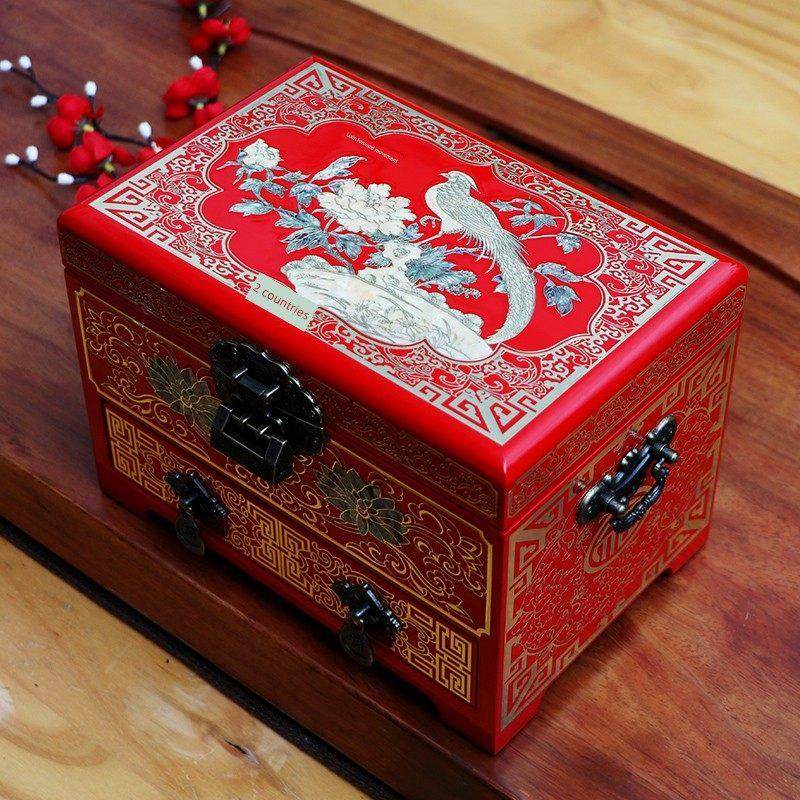 平遥推光漆器首饰盒珠宝饰品子双层带锁中式覆古古典结婚礼物嫁妆,家居饰品,饰品盒,淘宝优惠券,粉丝福利购,淘宝优惠卷