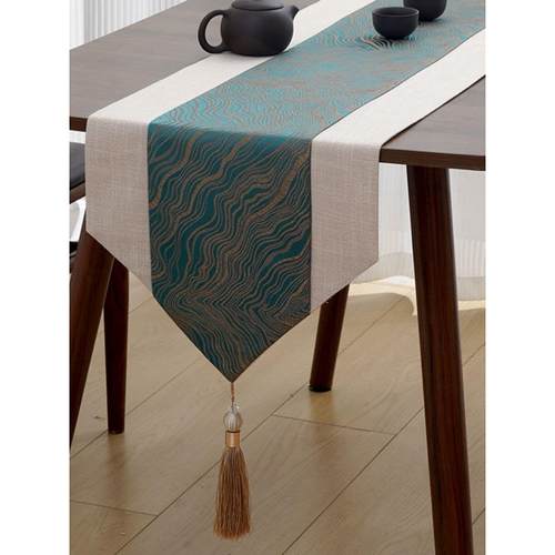 桌旗轻奢高端现代茶几餐桌长条桌布床旗床尾巾新年茶桌垫茶台茶席