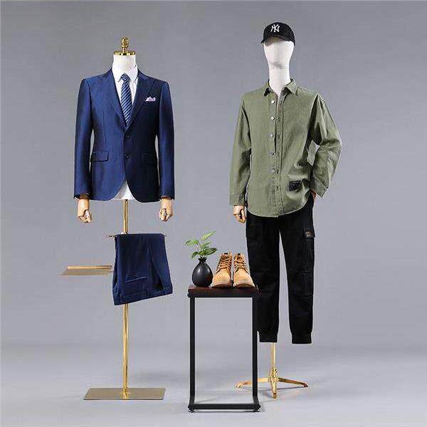 服装店男模特道具半身全身人台西服礼服展示架假人头金色男模特架
