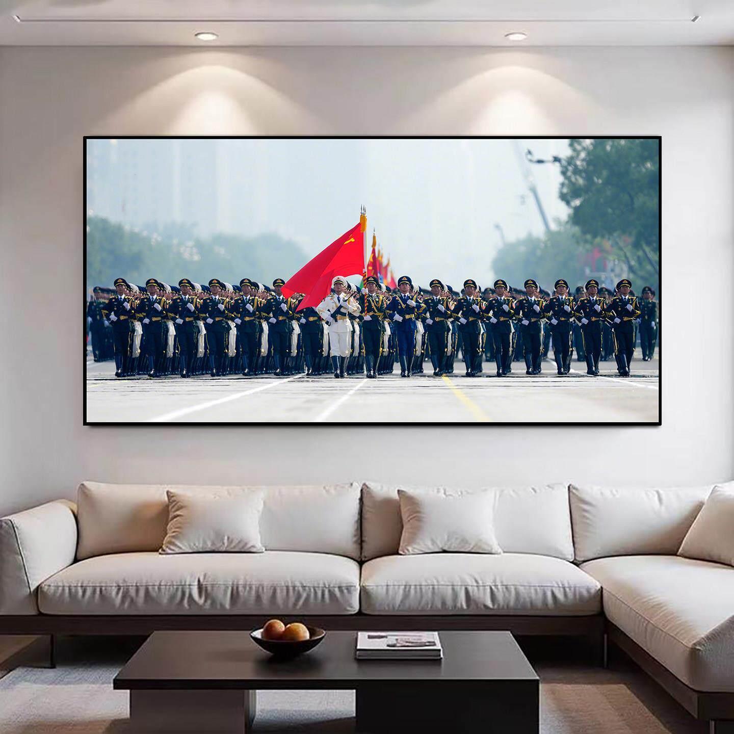 阅兵中国装饰画军迷挂画军人客厅卧室壁画办公室背景墙大气壁画