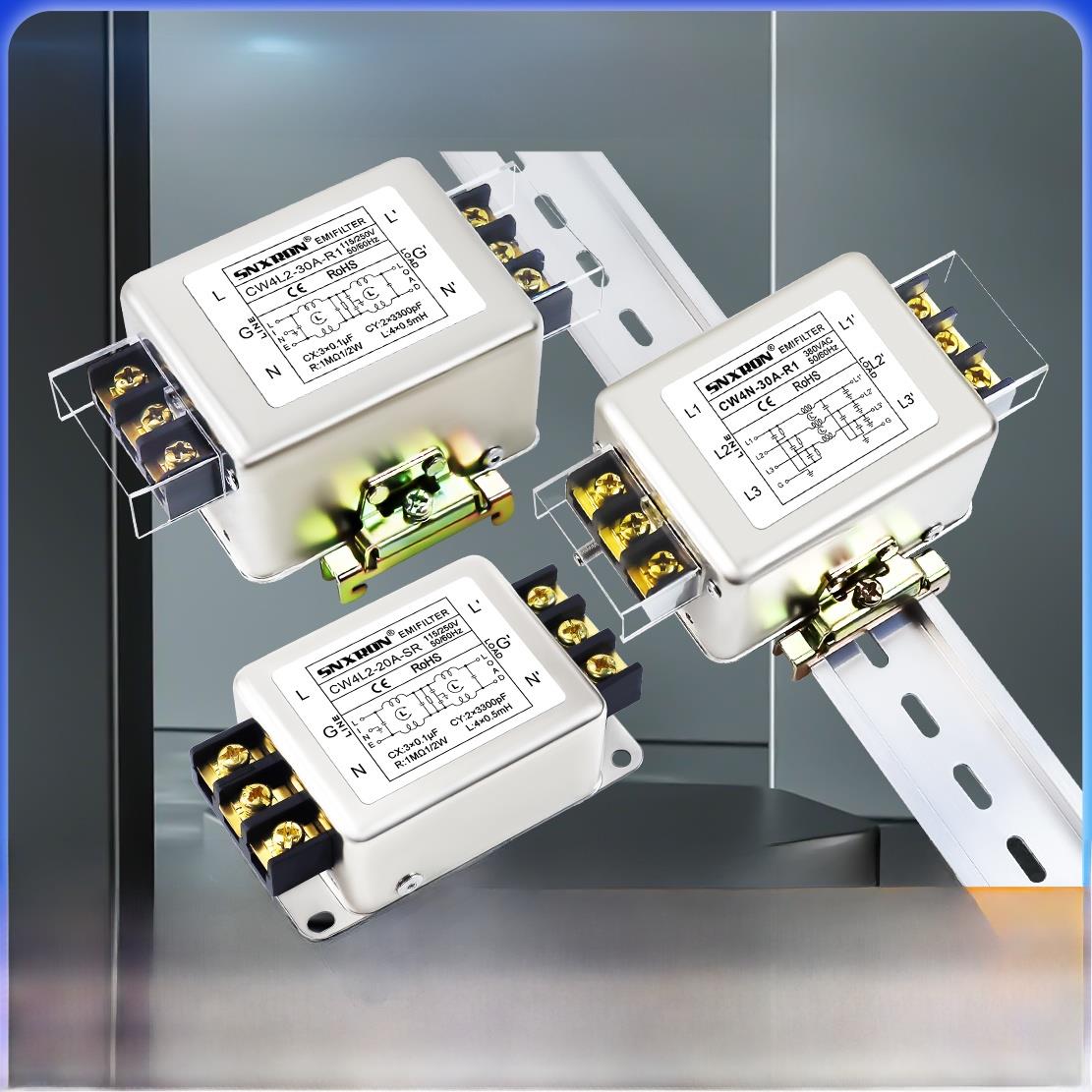 交流电源滤波器单相220端子台CW4L2-10A20A30A-R导轨干扰三相380V