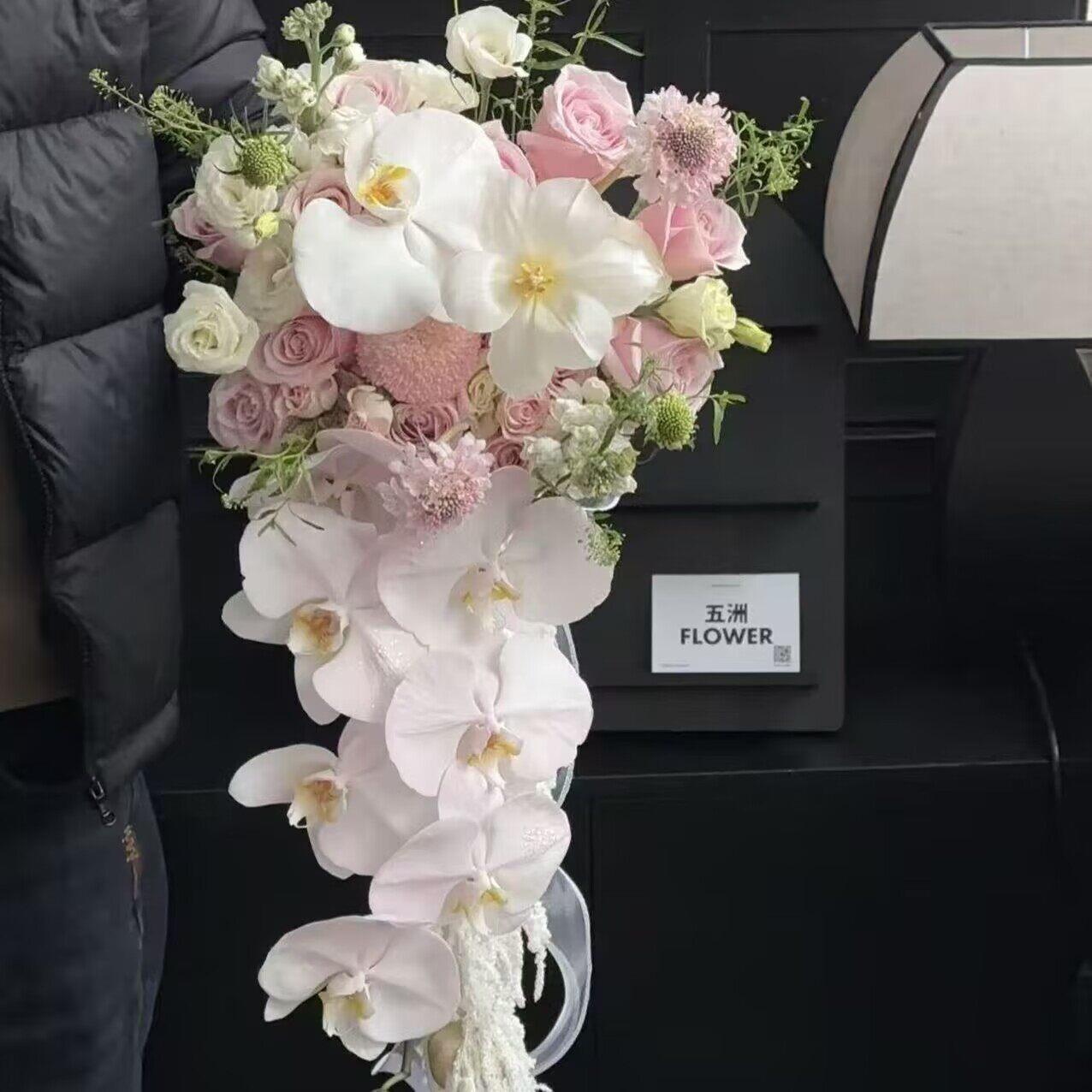 自然风森系|瀑布手捧仿真花| 新娘结婚纱摄影道具家居台面花艺