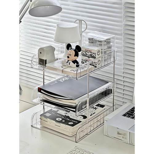 文件收纳架办公桌工位置物架多功能桌面移动档案资料架a4纸放置架