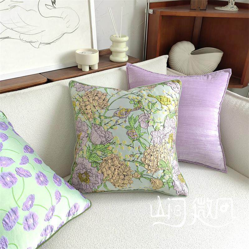 花朵抱枕法式轻奢高级感新中式复古沙发靠枕客厅沙发靠包靠垫紫色,居家布艺,靠垫/抱枕,淘宝优惠券,粉丝福利购,淘宝优惠卷