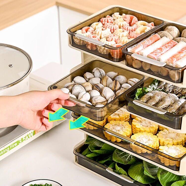 厨房备菜盘多层台面家用收纳架可沥水多功能火锅配菜盘备菜置物架