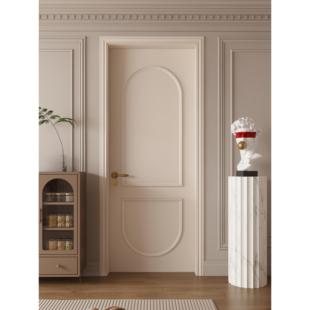 木以森居轻法式 覆古实木房间门烤漆卧室门白色弧形扣线平开室内门