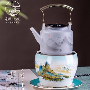 电陶炉家用煮茶器贝彩烧千里江山玻璃壶烧水炉静音电陶壶养生壶