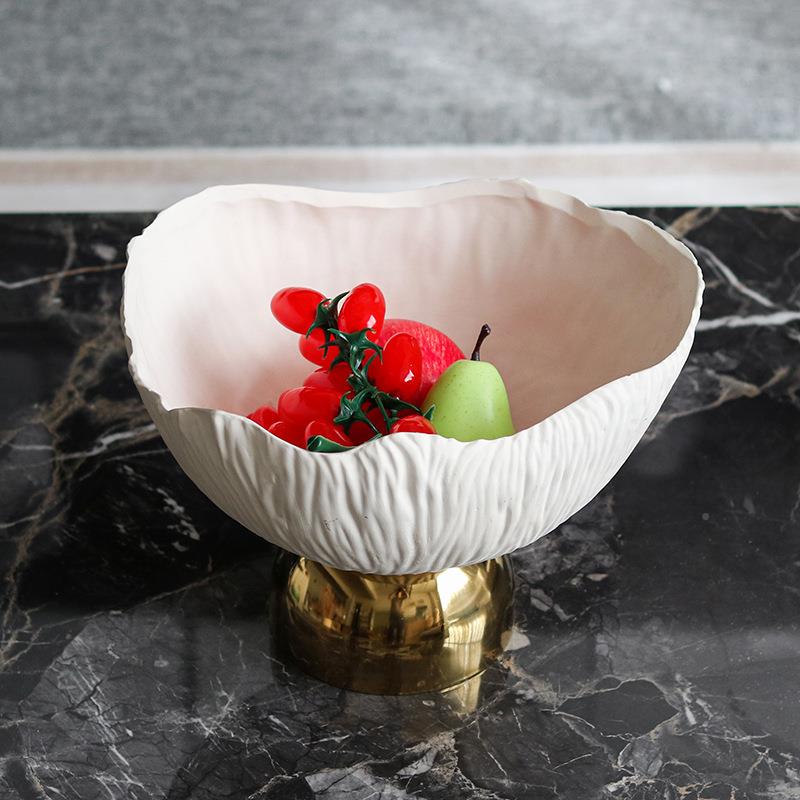 法脚式轻术奢花瓣肌理水果盘摆件样ORB板房售处酒店装楼饰品艺感