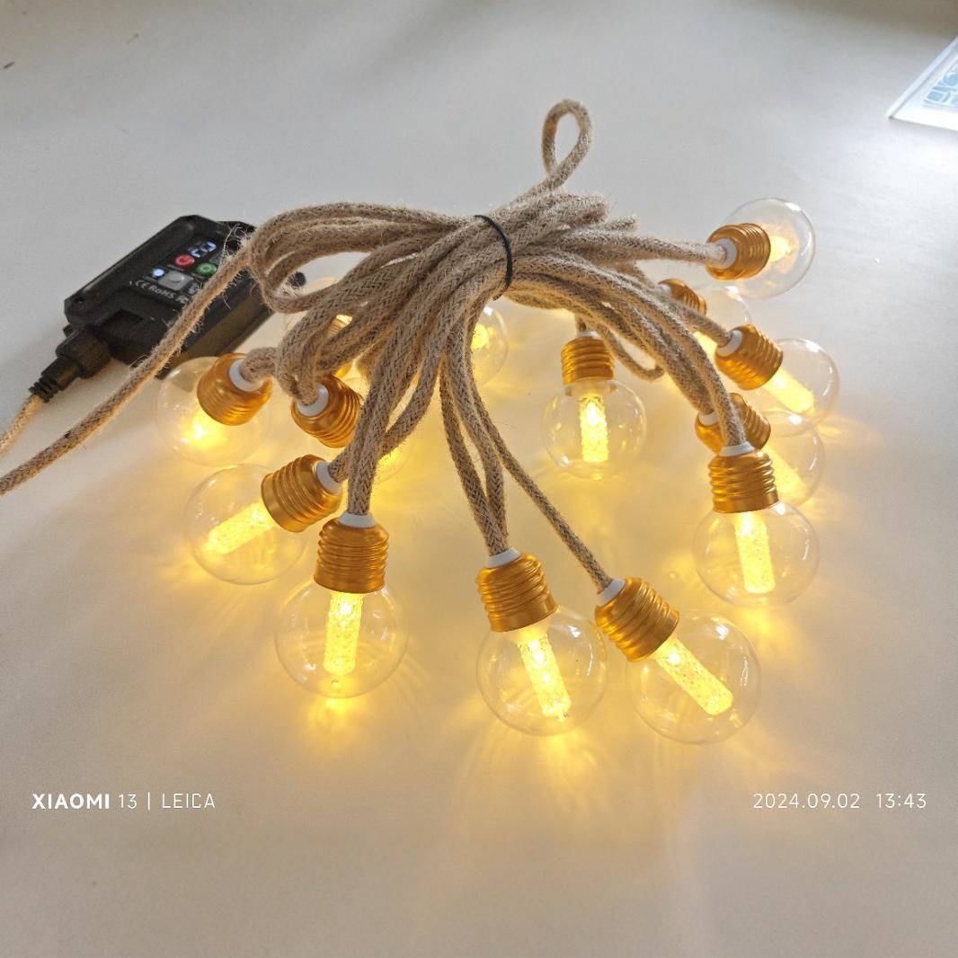 ED新款房间L庭院派对圣婚礼浪漫装饰诞灯太阳能麻S1绳4WS600-3灯