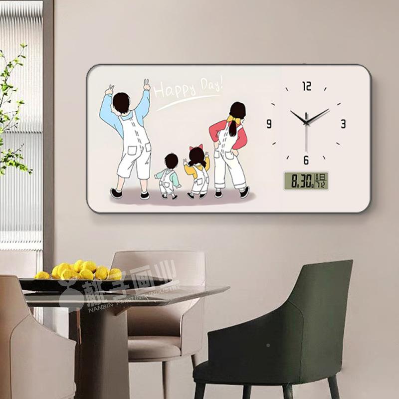 钟新款餐厅装温饰画馨卡一LOL家人客厅吃通饭桌墙壁画万年历挂画