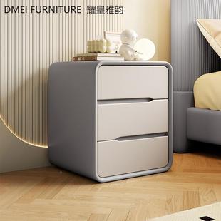 实木装 轻奢卧室小型现卧室收纳 床头黑柜免TUN安三抽简约代色意式