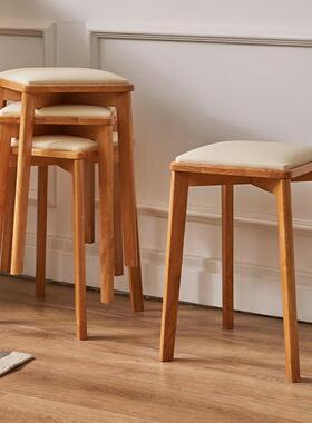 实木凳子餐凳叠椅放子软RF-2000N家包方凳可高凳板凳餐桌凳用