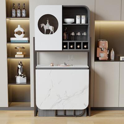 轻奢可折叠岩板餐桌椅组家用小户型多能餐桌餐酒ZG-71910合边柜一