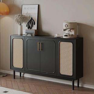 FNW法式 实木餐边柜藤编储物厅柜客餐柜古茶水中风多功柜能边柜