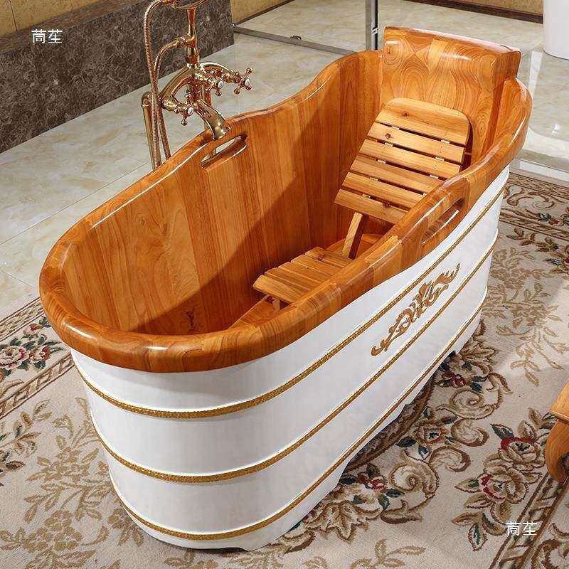 在水一方豪木华盆10094192橡沐木泡澡木桶浴桶实浴成人木质洗澡浴