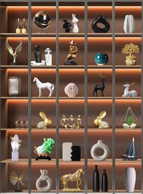 新中轻奢摆件高档家居客厅酒柜式示YA770955展柜办公室装饰品导桌