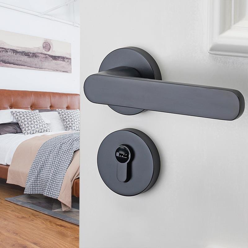 HHM门锁家锁用通用型室内静音木门门把手手柄分体具简约卧房门室