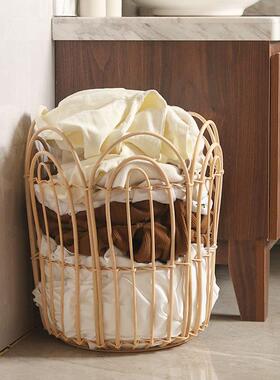 筐新款藤编收纳印UXK尼藤手工织手提篮家居衣服玩具收纳篮置物编