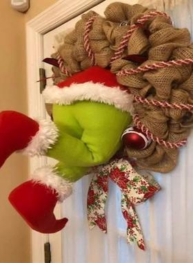 橱圣诞节装饰搞怪小偷37471环门墙挂挂饰花场景氛围布置装扮窗挂