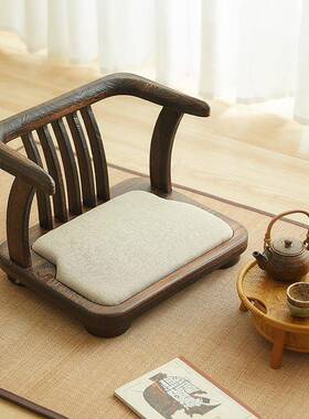 实木茶椅子家用靠背小矮椅椅矮thsdu+hh凳日式扶手椅阳台凳子休闲