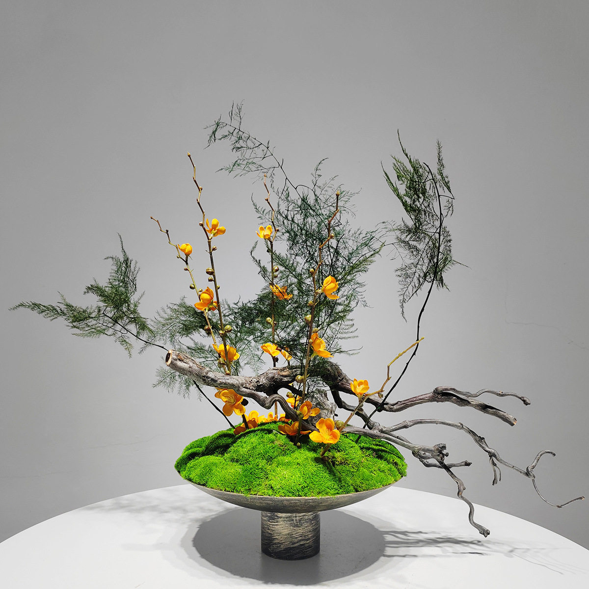 新中式创意永生苔藓仿真花艺摆件客厅展厅玄关绿植盆栽装饰品摆件